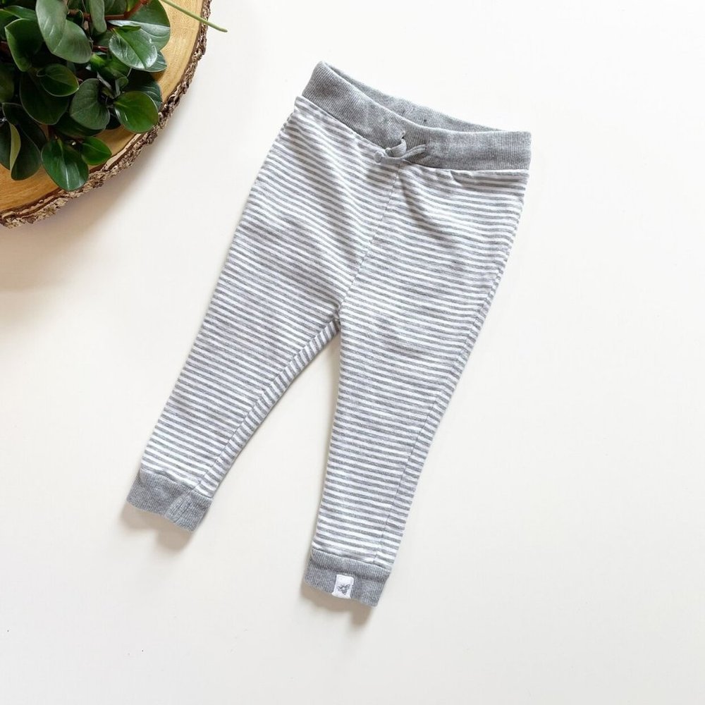 Burt's Bees Organic Grey Stripe Pants | 6-9m